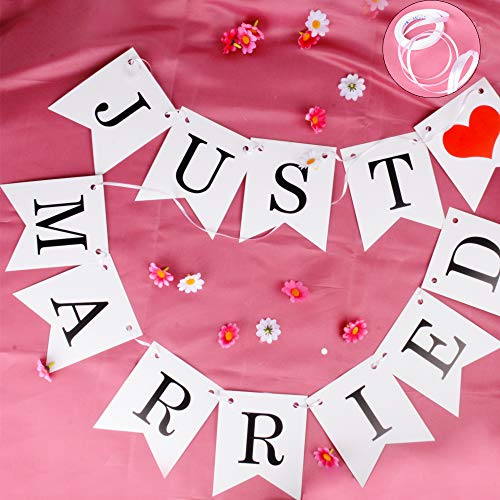 Guirnalda Boda Just Married Banderines Banderas Papel Decoración Fiesta Boda Jardín Hogar