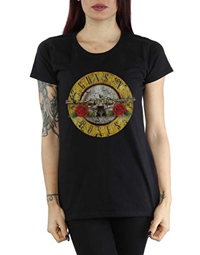 Guns N Roses mujer Vintage Bullet Logo Camiseta Medium Negro