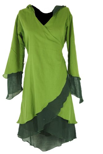 GURU-SHOP, Abrigo Envolvente con Capucha Puntiaguda MA 6 Henna, Verde, Algodón, Tamaño:L/XL (42), Blusas Tunikas