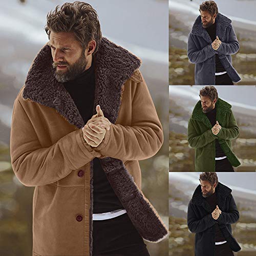 Gusspower Chaqueta de Piel de Oveja de Invierno Abrigo de Lana cálida con Forro de imitación de Cordero de montaña Chaquetas Militar Cazadora para Hombre cálido Grueso Vintage