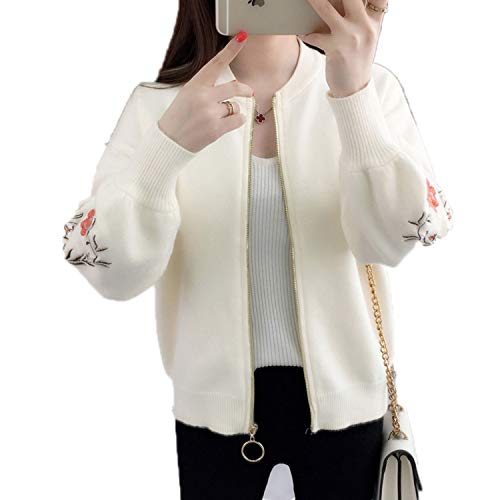 Guy Eugendssg Autumn Outfit Embroidered with A Han Edition Zipper Sweater Knit Cardigan Loose Women's Female W S