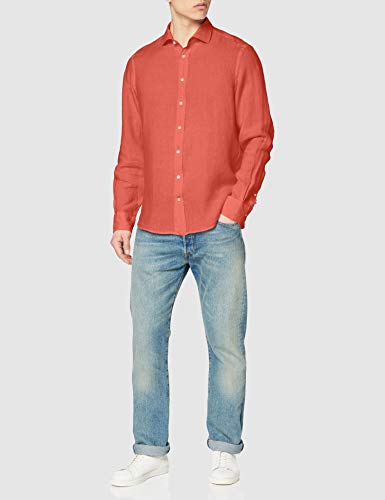 Hackett London Garment Dye Ln KS Camisa, Rojo (238STRAWBERRY 238), 44 (Talla del fabricante: X-Large) para Hombre