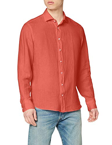 Hackett London Garment Dye Ln KS Camisa, Rojo (238STRAWBERRY 238), 44 (Talla del fabricante: X-Large) para Hombre