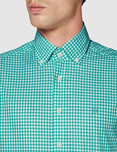Hackett London Summer GING HS Camisa de oficina, Verde (6akgreen/White 6ak), L para Hombre