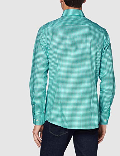 Hackett London Summer GING HS Camisa de oficina, Verde (6akgreen/White 6ak), L para Hombre