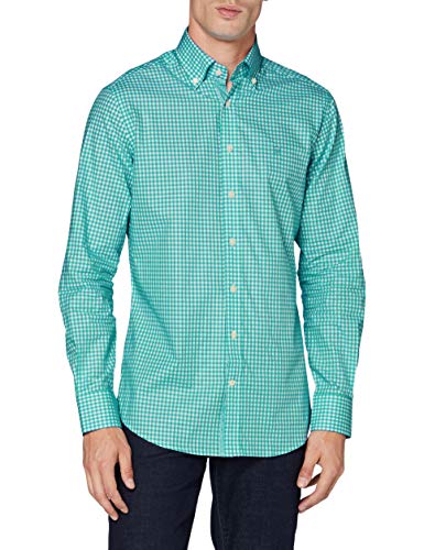 Hackett London Summer GING HS Camisa de oficina, Verde (6akgreen/White 6ak), L para Hombre