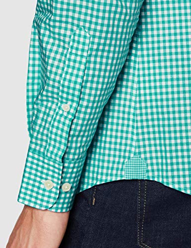 Hackett London Summer GING HS Camisa de oficina, Verde (6akgreen/White 6ak), L para Hombre