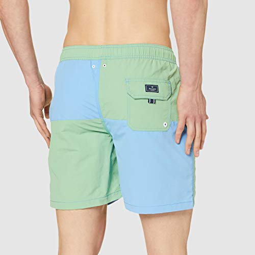 Hackett Quad Volley Pantalones Cortos, Multicolor (Green/Blue 6AM), Medium para Hombre