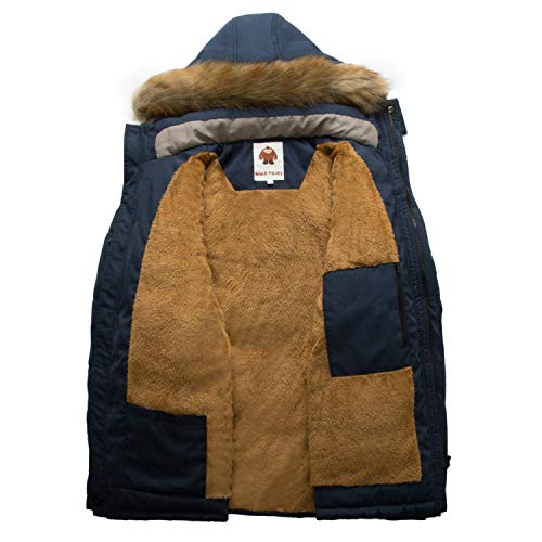 HAINES Parkas Hombre Abrigo Invierno Chaqueta Parka con Capucha Cálido Chaqueta Militar BLU XL