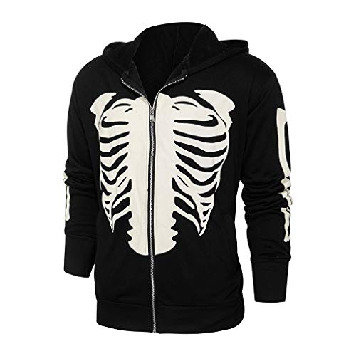 Halloween Camisa de Entrenamiento Mujeres Cráneo Máscara de Empalme Jerseys Manga Larga Tapas Encapuchadas Blusa