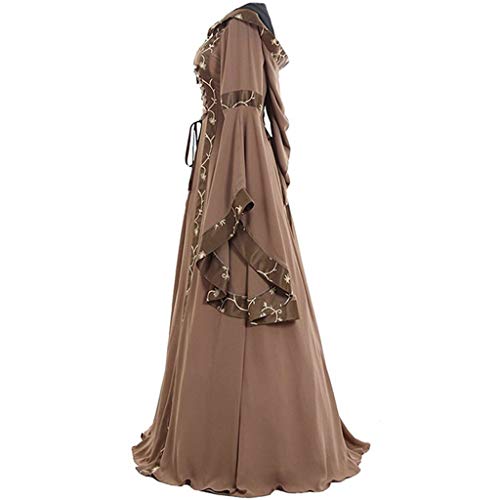 Hanomes Vestidos de Fiesta Mujer De Largo Elegantes Ancho Talla Grande Vestido de Noche Nochevieja Vestido de Cosplay Gótico Renacentista hasta el Suelo Medieval Celta Vintage para Mujer Color Sólido