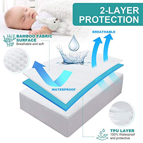 Hansleep Funda Colchón 150x190/200 cm Impermeable, Protector de Colchón Cama 150 de Bambú con Bolsillo Ajustable de 30-50 cm, Cubrecolchón Transpirable Antiácaors