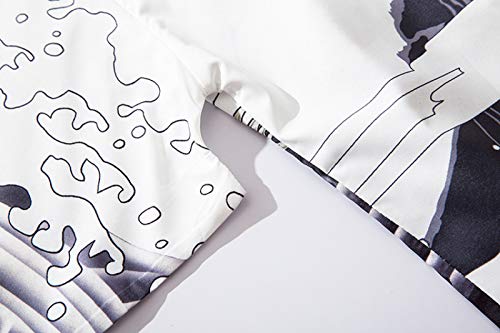 Haori Hombre, Cárdigan Kimono Japonés para Mujer - Otoño Harajuku Estilo Antiguo Albornoz Cárdigan Protector Solar Ropa Pijamas Chaqueta Abrigo Tejido De Plumas,Black-XL