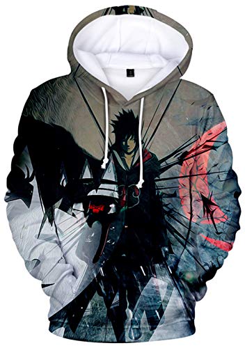 HAOSHENG Hombres Naruto Sudadera Uchiha Clan Syarinngann Casual Sudadera con Capucha Deportiva para Mujeres(M)