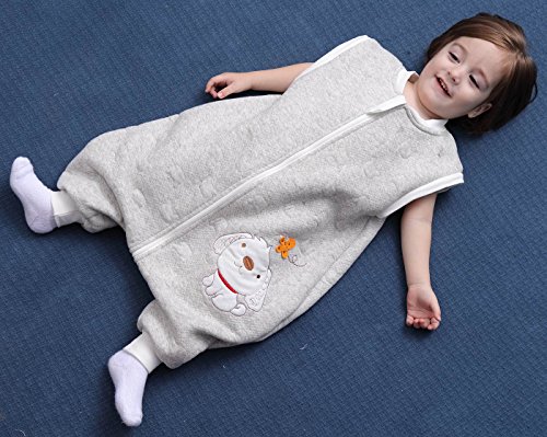 Happy Cherry - Mono Pijama para Bebés Niños Niñas Saco de Dormir Manga Larga Desmontable de Algodón para Otoño Primavera - Gris - 12-24 meses