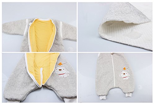 Happy Cherry - Mono Pijama para Bebés Niños Niñas Saco de Dormir Manga Larga Desmontable de Algodón para Otoño Primavera - Gris - 12-24 meses