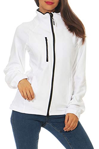Happy Clothing Chaqueta de forro polar para mujer, para exterior, sin capucha, con cuello, color azul oscuro, negro, tallas S, M, L Blanco XXL