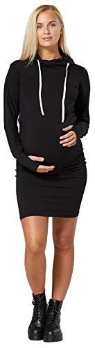 HAPPY MAMA Mujer Maternidad Amamantamiento Vestido Camisa Entrenamiento 1103 (Negro, 40-42, L)