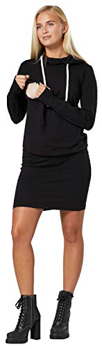 HAPPY MAMA Mujer Maternidad Amamantamiento Vestido Camisa Entrenamiento 1103 (Negro, 40-42, L)