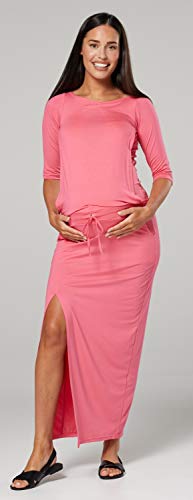 HAPPY MAMA Mujer Premama Amamantamiento Maxi Vestido Delantero Dividido 1187 (Coral, 42, XL)