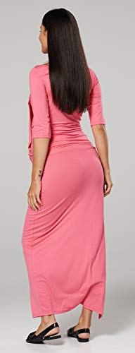 HAPPY MAMA Mujer Premama Amamantamiento Maxi Vestido Delantero Dividido 1187 (Coral, 42, XL)