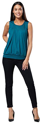 HAPPY MAMA. Mujer Top Diseño de Capa Premamá Lactancia Senza Maniche. 096p (Verde Botella, 40-42, L)