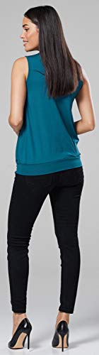 HAPPY MAMA. Mujer Top Diseño de Capa Premamá Lactancia Senza Maniche. 096p (Verde Botella, 40-42, L)