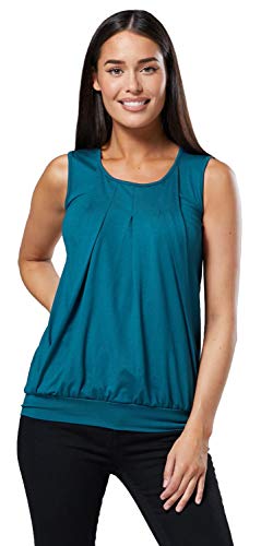 HAPPY MAMA. Mujer Top Diseño de Capa Premamá Lactancia Senza Maniche. 096p (Verde Botella, 40-42, L)