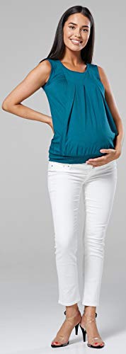 HAPPY MAMA. Mujer Top Diseño de Capa Premamá Lactancia Senza Maniche. 096p (Verde Botella, 40-42, L)