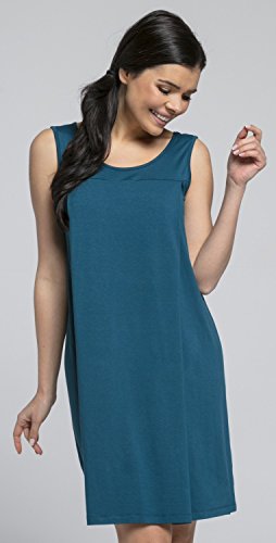 HAPPY MAMA. Para Mujer Camisa de Noche Premamá Camisón Embarazo Lactancia. 994p (Verde Botella, EU 42, XL)