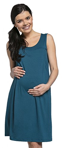 HAPPY MAMA. Para Mujer Camisa de Noche Premamá Camisón Embarazo Lactancia. 994p (Verde Botella, EU 42, XL)