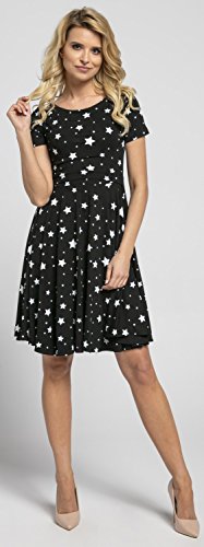Happy Mama.para Mujer Vestido con Vuelo Premamá Manga Corta Square Neckline.084p (Negro con Estrellas, 40, L)