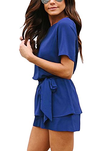 Happy Sailed - Mono corto para mujer, cuello redondo, elegante, tallas de la S a la XXL azul marino XL