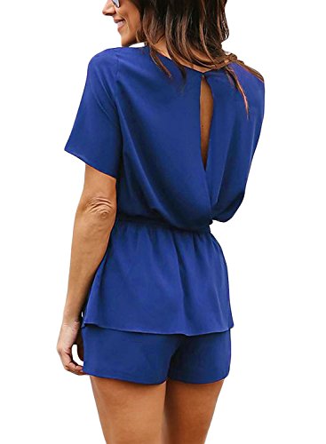 Happy Sailed - Mono corto para mujer, cuello redondo, elegante, tallas de la S a la XXL azul marino XL