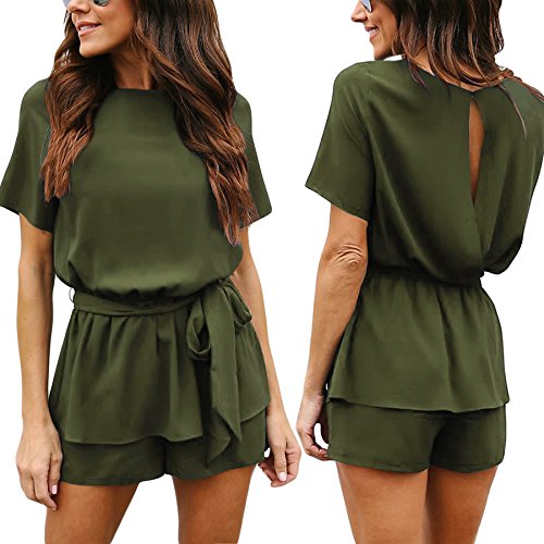 Happy Sailed - Mono corto para mujer, cuello redondo, elegante, tallas de la S a la XXL azul marino XL