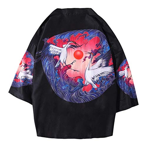 HappyL Popular De Siete Manga Kimono De Hadas Vestido Japonés De La Grúa Hanfu (Color : Full Body Crane, Size : M)