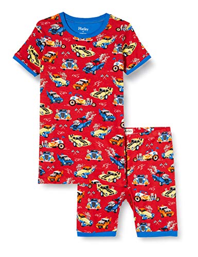 Hatley Organic Cotton Short Sleeve Printed Pyjama Sets Conjuntos de Pijama, Rojo (Hot Rods 600), 3 años para Niños