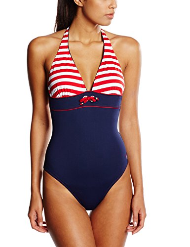 Haute pression Y1006 Bañador, Marine (Rayé Rouge), 42 para Mujer