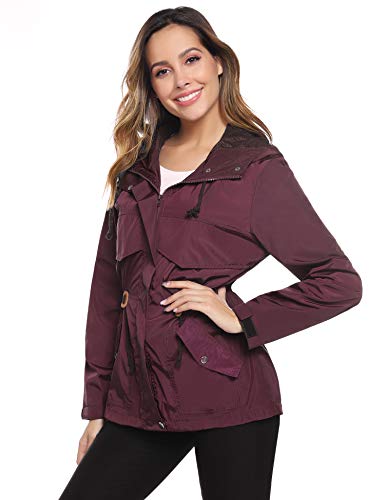 Hawiton Abrigos Impermeables para Mujer Ligera Chubasquero Seco RáPido Chaqueta Cortavientos con Capucha Chaqueta Deportiva