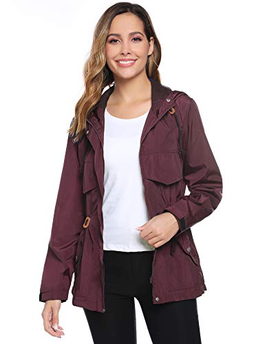 Hawiton Abrigos Impermeables para Mujer Ligera Chubasquero Seco RáPido Chaqueta Cortavientos con Capucha Chaqueta Deportiva