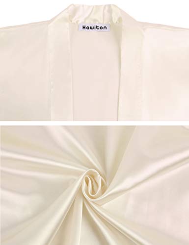 Hawiton Bata Kimono Mujer, Seda Satén Corto Kimono Bata Pijama Vestido de Encaje Conjunto de Lencería Albornoz Vestido de Dama de Honor de Camisón