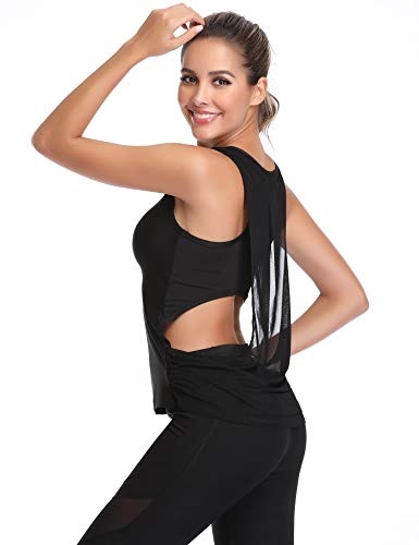 Hawiton Camiseta Deportiva de Tirantes para Mujer sin Mangas Ligera Espalda Cruzada Tank Top para Fitness,Gimnasio,Yoga