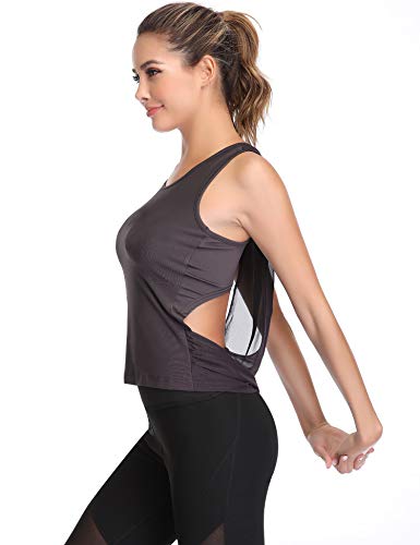 Hawiton Camiseta sin Mangas Deporte para Mujer Deportiva Tirantes Ligera Espalda Cruzada Tank Top para Fitness,Gimnasio,Yoga