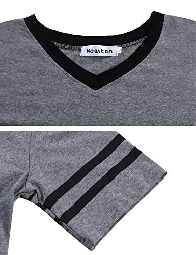 Hawiton Camisón Mujer Verano Camisón Sexy de Algodon Camisón Manga Corta Camisones para Mujer Pijamas Algodon Sexy, Gris Oscuro, XL