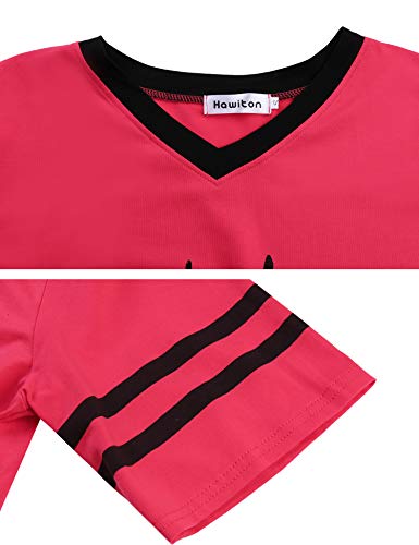 Hawiton Camisón Mujer Verano Camisón Sexy de Algodon Camisón Manga Corta Camisones para Mujer Pijamas Algodon Sexy, Vino Rojo, S