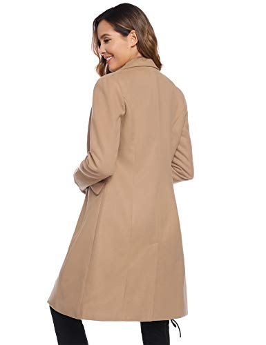 Hawiton Chaqueta de Invierno para Mujer Abrigo Larga de Mezcla de Lana Chaqueta Cruzada con Solapa Clásico