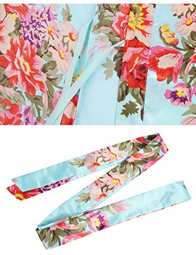 Hawiton Kimono japones Mujer Corta,Sexy Vintage Floral Camison Mujer Seda Bata de Novia de casa Albornoces Mujer