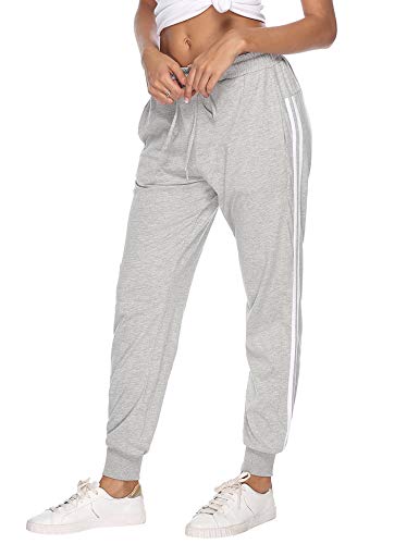 Hawiton Pantalon Chandal Mujer Largos Pantalones de Deporte Yoga Fitness Jogger Pantalones de Punto de Rayas