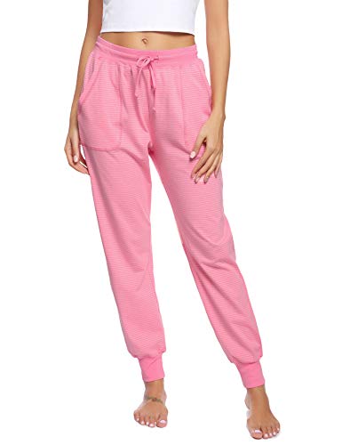 Hawiton Pantalones de Pijama Mujer Algodón Largo Pantalón Pijama de Estar por Casa Pantalones de Dormir Mujer Invierno de Rayas