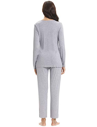 Hawiton Pijama de Lactancia Invierno Ropa Premamá Embarazadas Algodón Mangas Largas